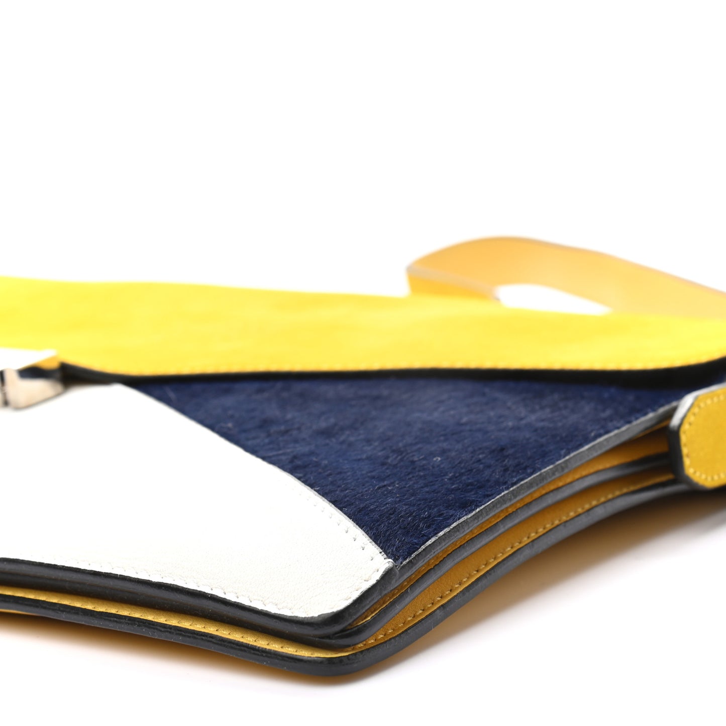 Suede Calfskin Pony Hair Medium Tri-Color Diamond Shoulder Bag Multi