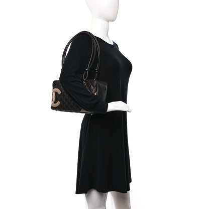 Chanel Calfskin Quilted Cambon Large Bowler Brown Beige 2 of 13