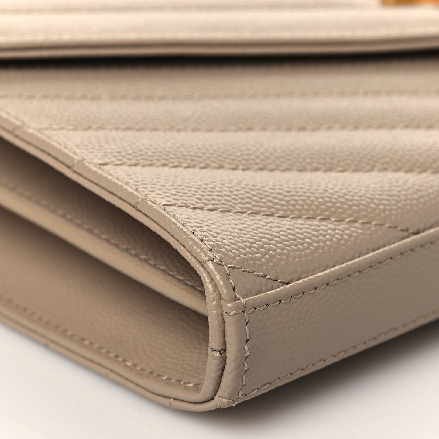 Grain De Poudre Matelasse Chevron Monogram Chain Wallet Dark Beige