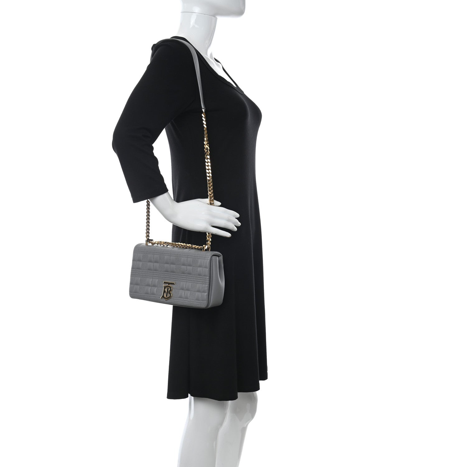 Burberry Lambskin Quilted Small Lola Bag Grey 2 of 10
