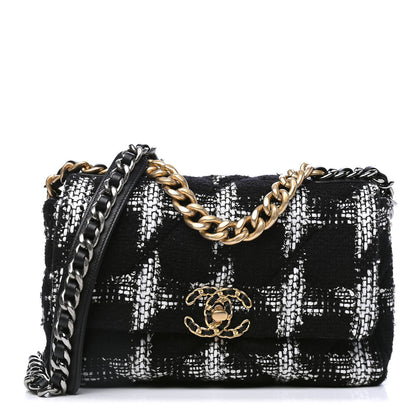 Chanel Tweed Quilted Medium Chanel 19 Flap Black White 1 of 4