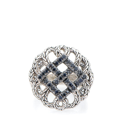 John Hardy Sterling Silver Black Sapphire Lava Round Woven Braided Ring 7 1 of 5