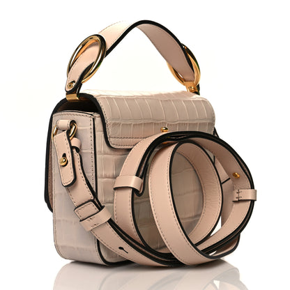 Chloe Calfskin Crocodile Embossed Mini C Double Carry Cement Pink 3 of 9