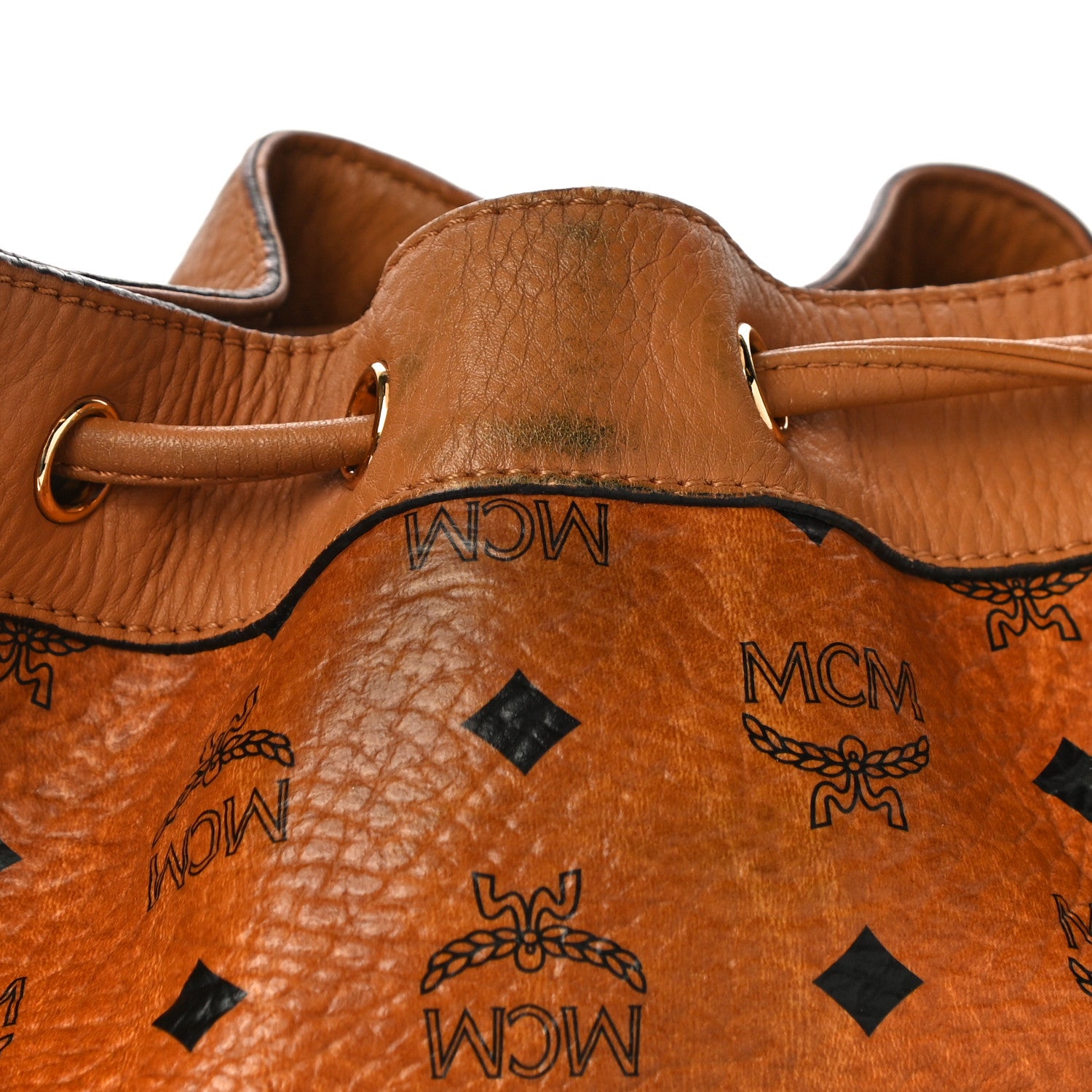 MCM Visetos Essential Drawstring Bucket Bag Cognac 12 of 21