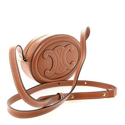 Celine Smooth Calfskin Cuir Small Triomphe Oval Crossbody Purse Tan 3 of 9