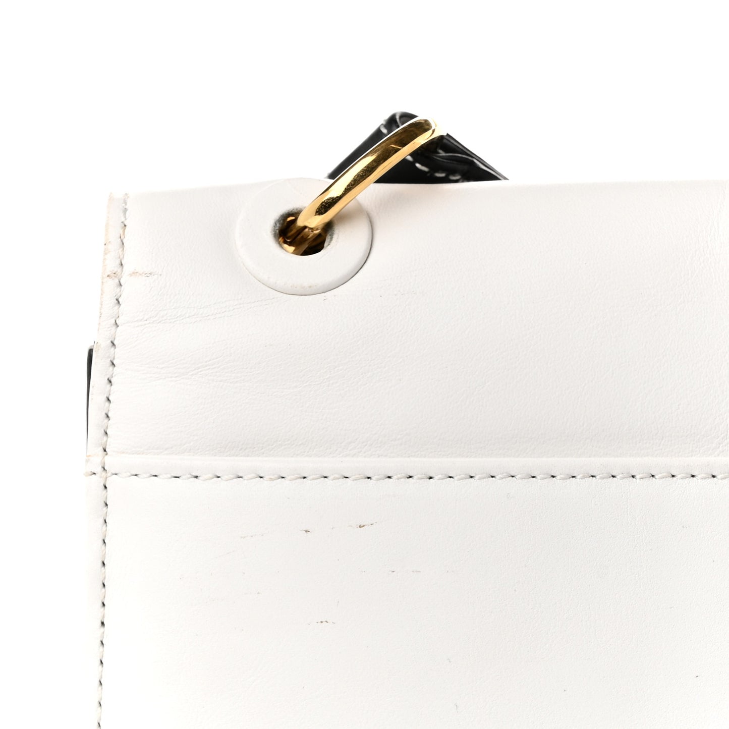 Calfskin Flap Shoulder Bag White Black