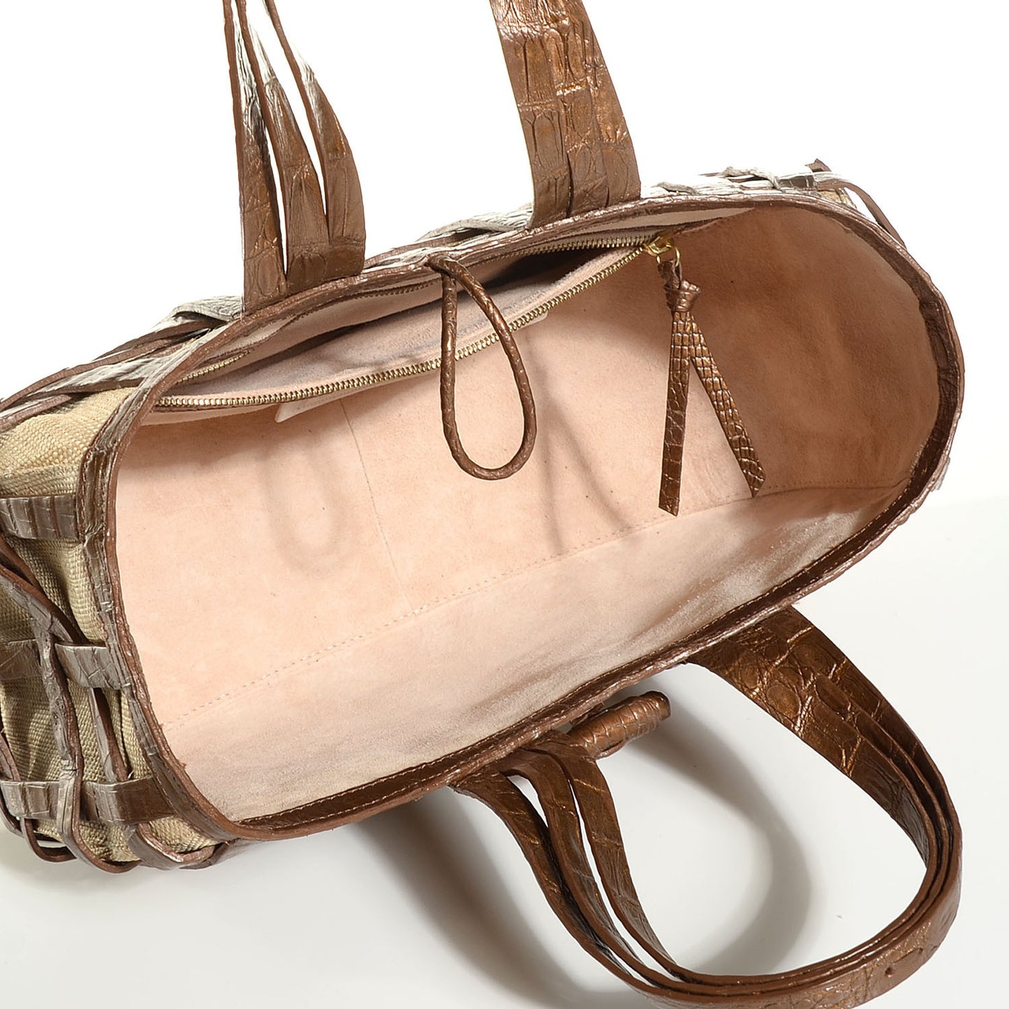 Crocodile Woven Tote Chocolate