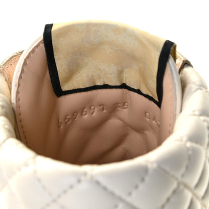 Gucci Calfskin GG Supreme Monogram Nappa Quilted Lace Up Ankle Boots 39 Mystic White Beige 6 of 11