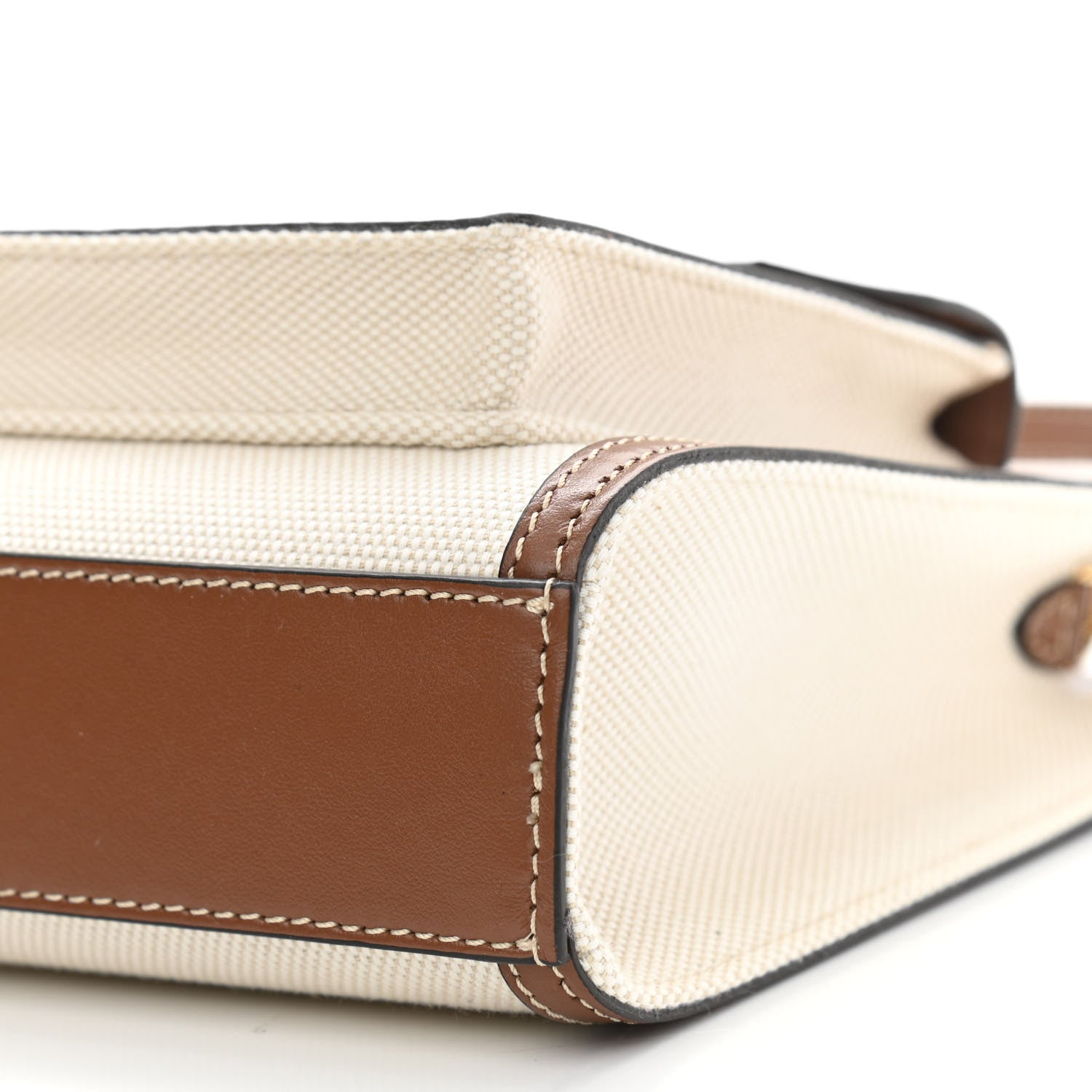 Burberry Canvas Smooth Calfskin Two Tone Mini Pocket Bag Natural Malt Brown 10 of 10