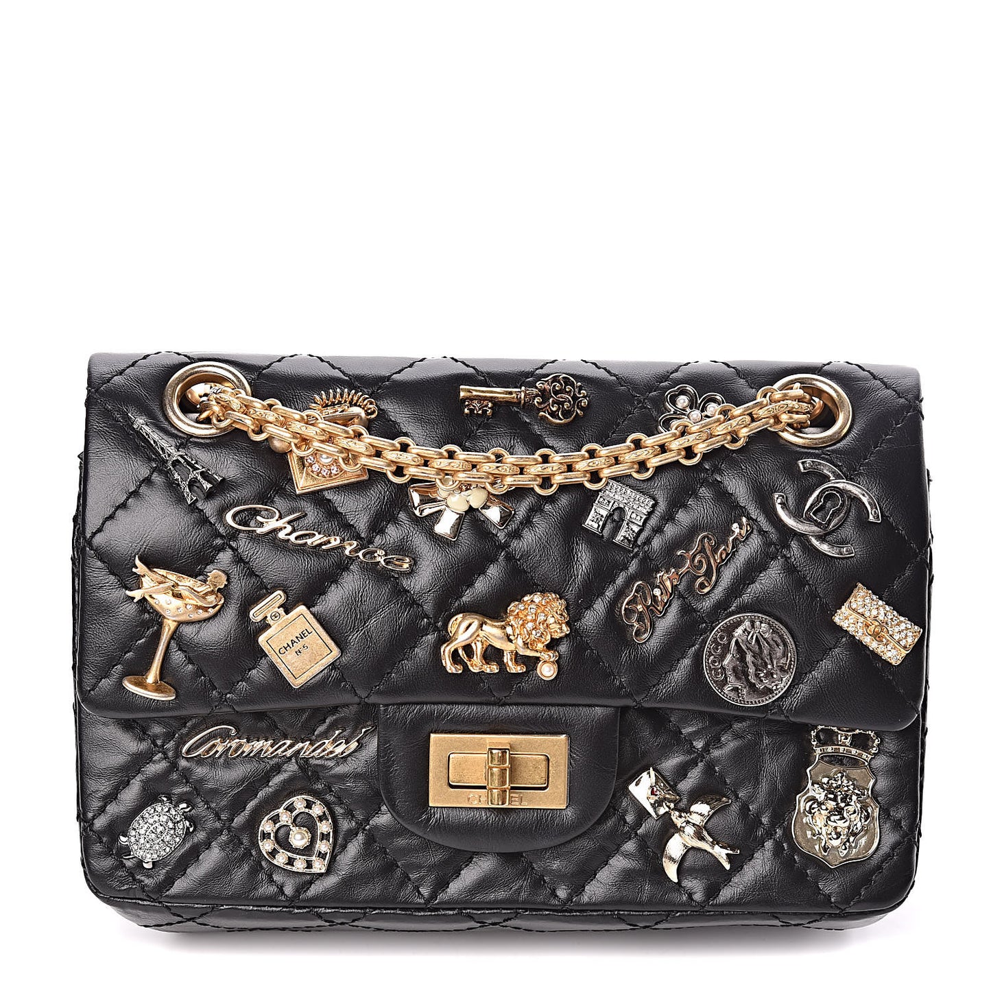 Aged Calfskin Lucky Charms 2.55 Reissue 224 Flap Black