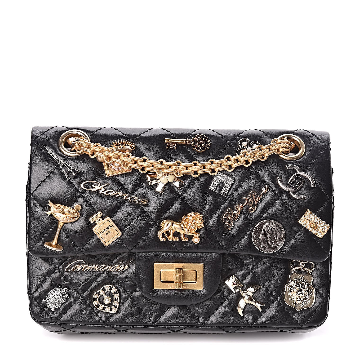 Chanel Aged Calfskin Lucky Charms 2.55 Reissue 224 Flap Black 1 of 10