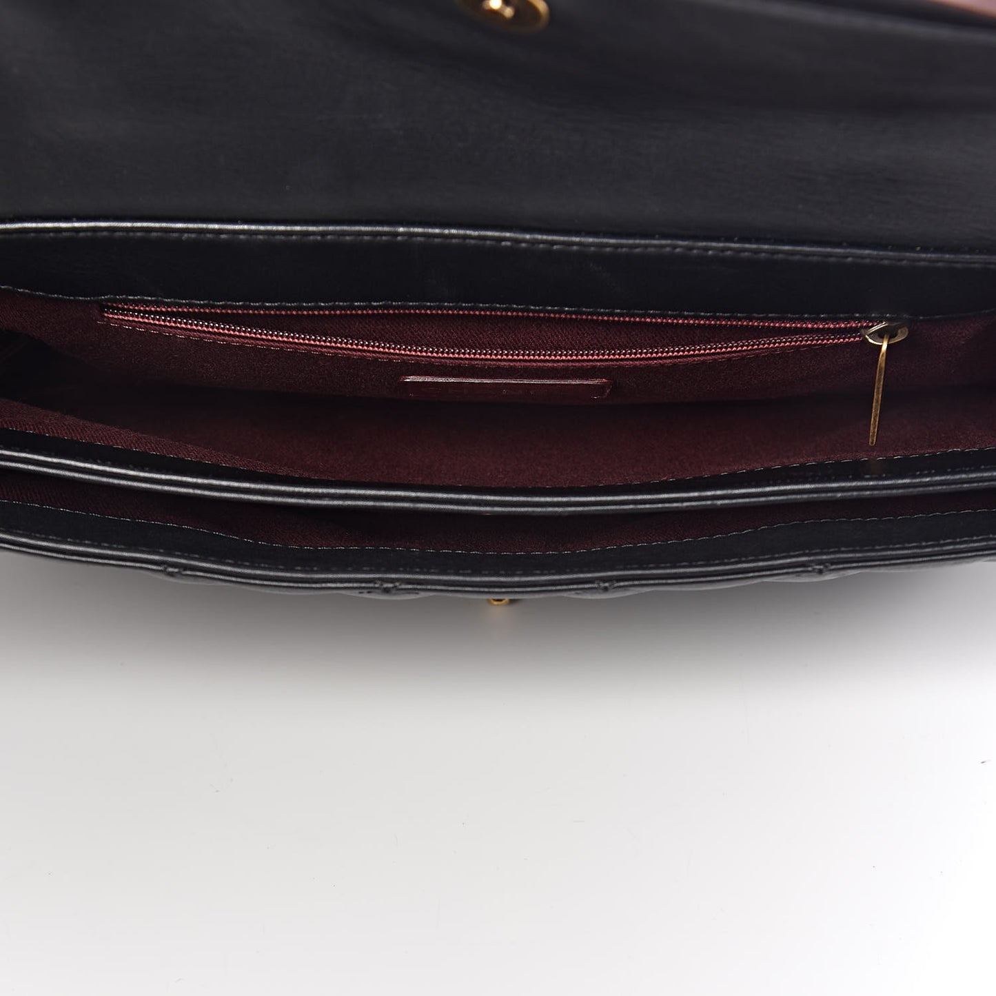 Calfskin Quilted Large Perfect Edge Flap Black