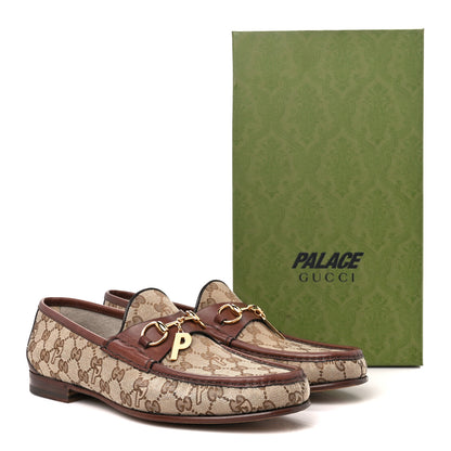 Gucci x PALACE Malaga Kid GG Monogram Horsebit Mens Loafers 12 Beige Ebony Cocoa 8 of 8