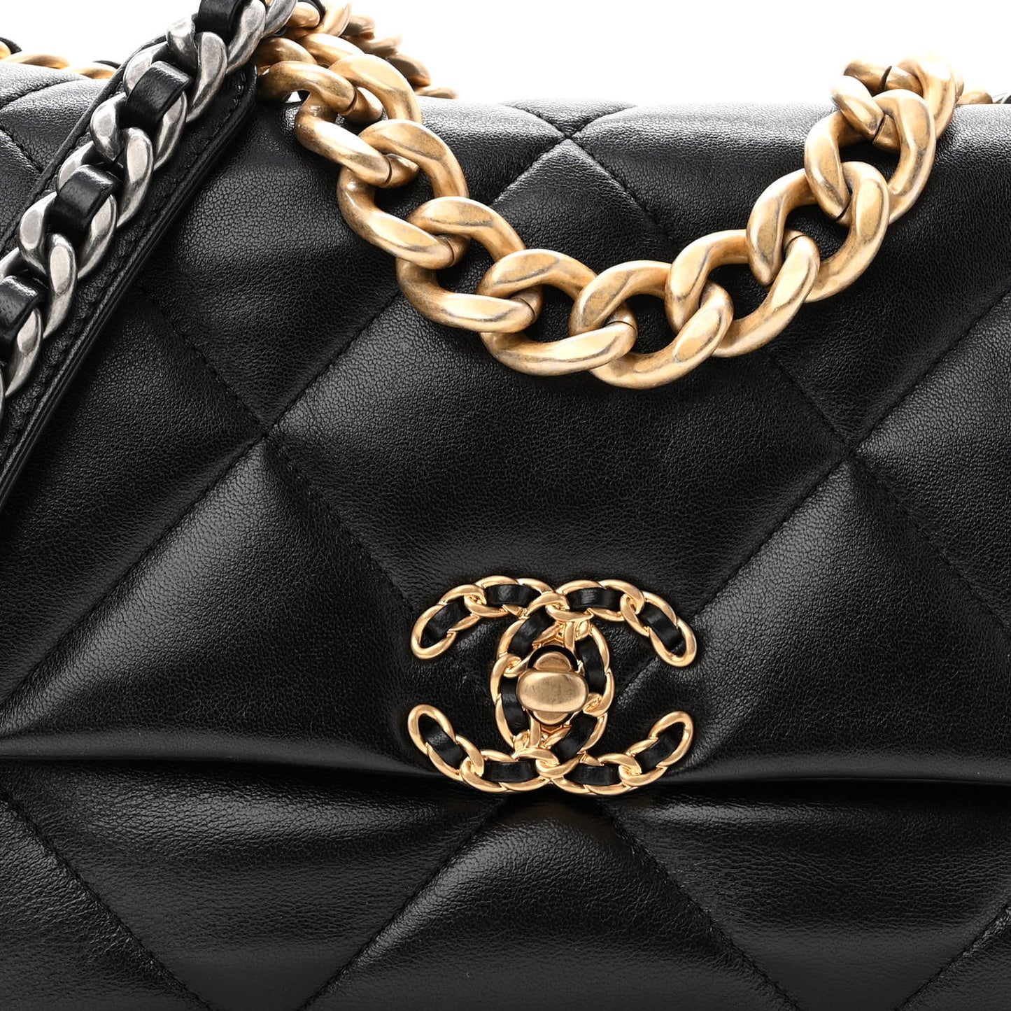 Lambskin Quilted Large Chanel 19 Flap Black