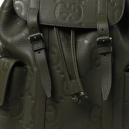 Gucci Piuma Calfskin Jumbo GG Embossed Double Buckle Backpack  Vintage Olive 8 of 10