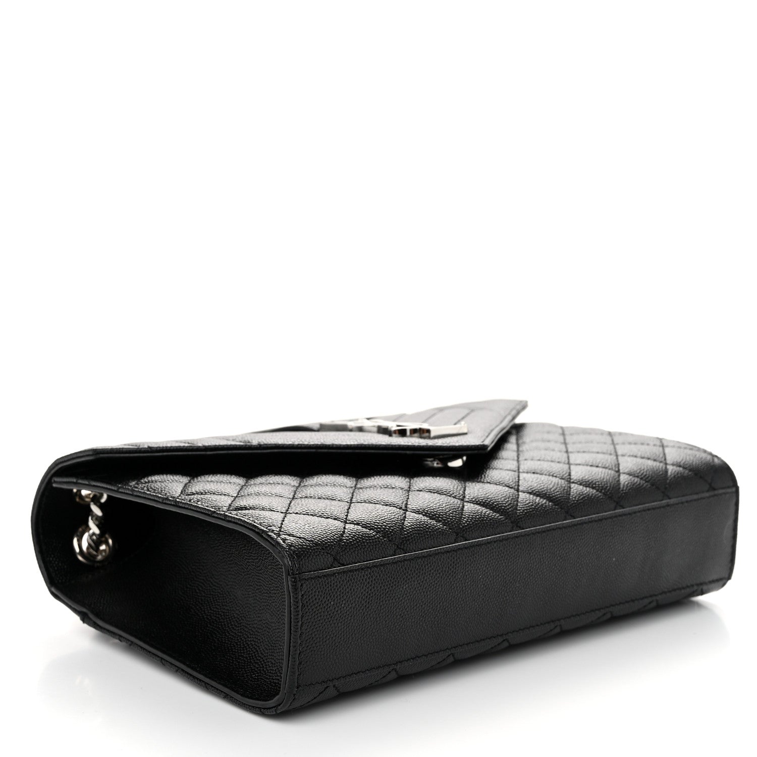 Saint Laurent Grain De Poudre Textured Mixed Matelasse Triquilt Medium Monogram Satchel Black 4 of 9