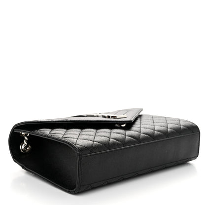 Saint Laurent Grain De Poudre Textured Mixed Matelasse Triquilt Medium Monogram Satchel Black 4 of 9