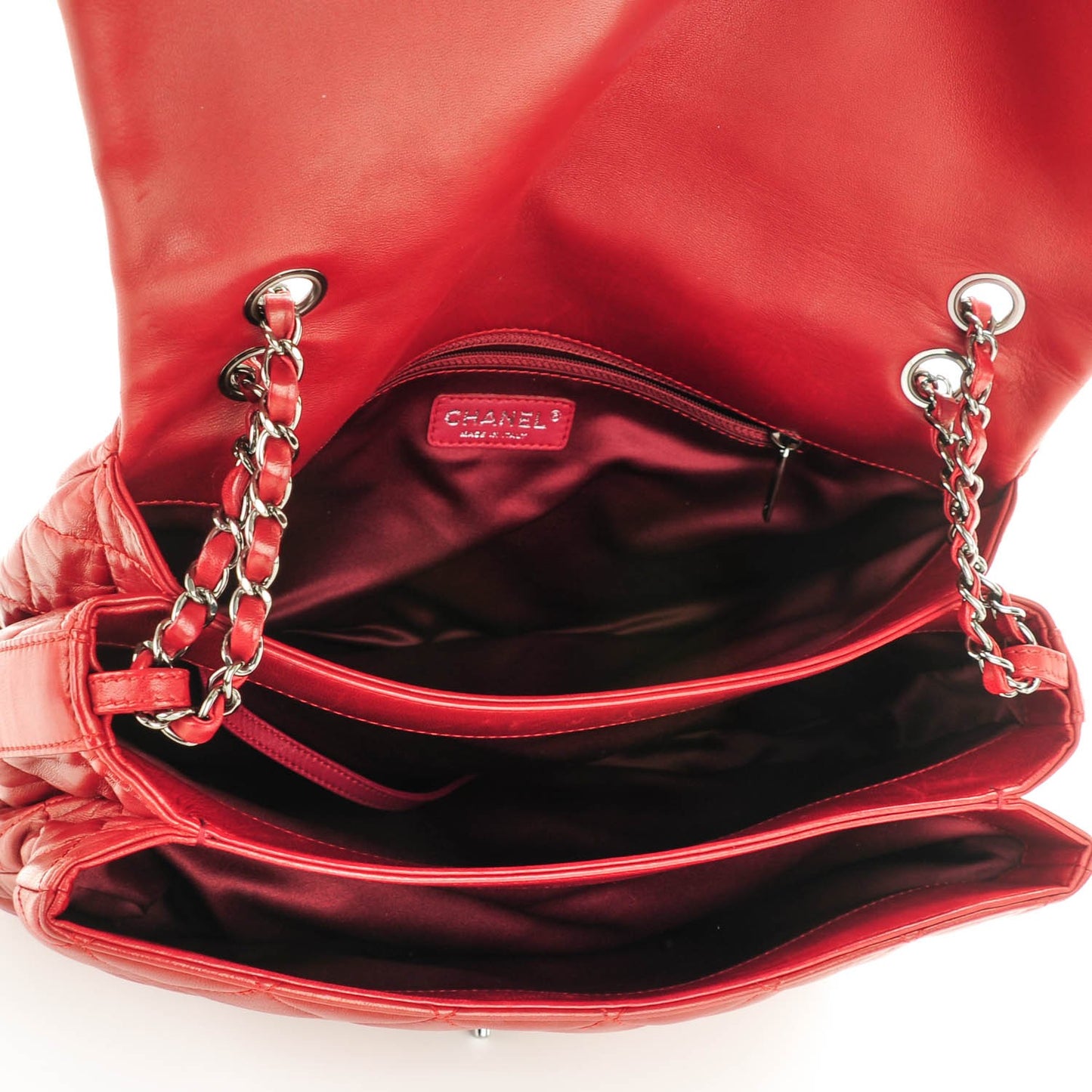Lambskin Quilted 3 Maxi Flap Bag Red
