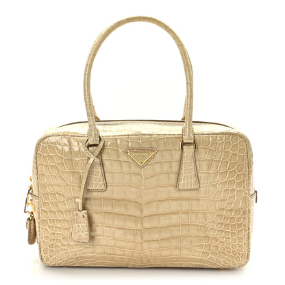 Prada Crocodile Bauletto Bag Beige 1 of 8