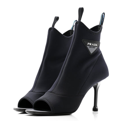 Prada Neoprene Pointed Open Toe Sock 90 Boots 37.5 Black 3 of 8