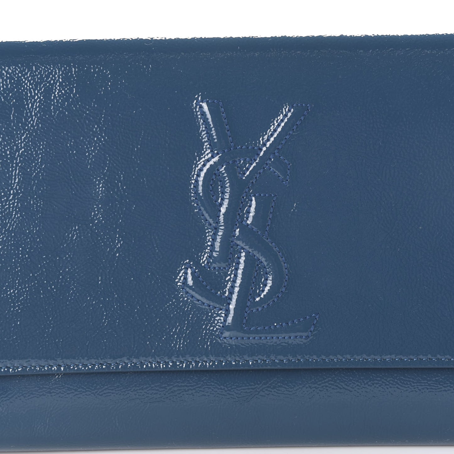 Textured Patent Monogram Large Belle De Jour Clutch Blue