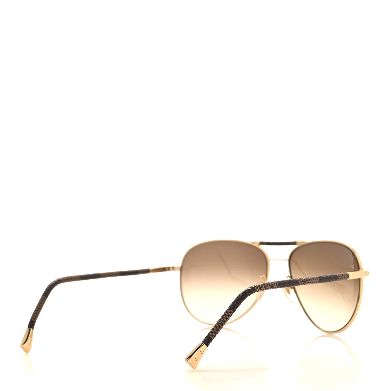 Louis Vuitton Damier Ebene Conspiration Pilote Aviator Sunglasses Z0202U Gold 4 of 7