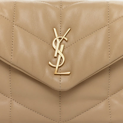 Saint Laurent Lambskin Quilted Toy Loulou Puffer Monogram Chain Satchel Nude Powder 8 of 10