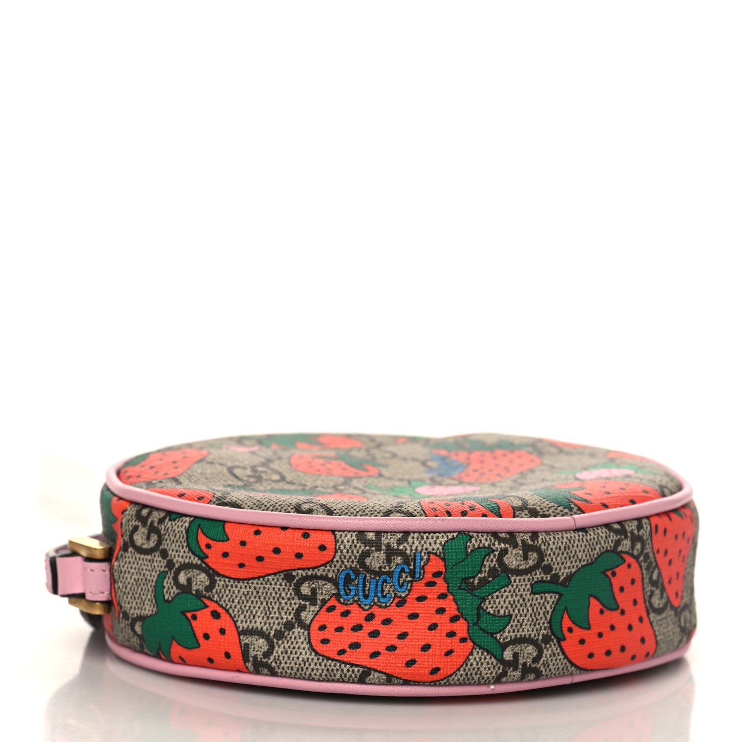 Gucci GG Supreme Monogram Strawberry Round Wrist Wallet 4 of 6