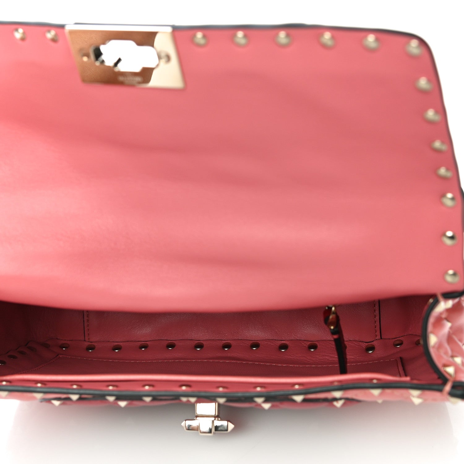 Valentino Garavani Nappa Quilted Heart Medium Rockstud Spike Shoulder Bag Paradise Rose Red 4 of 8