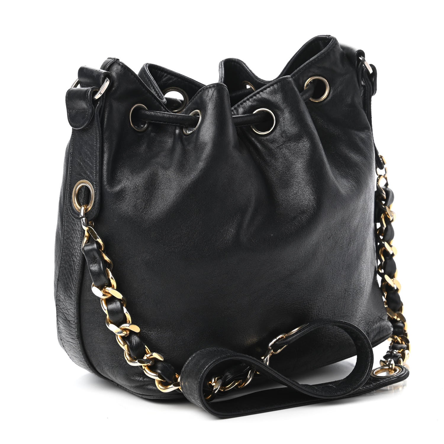 Chanel Lambskin Drawstring CC Shoulder Bag Black 3 of 10