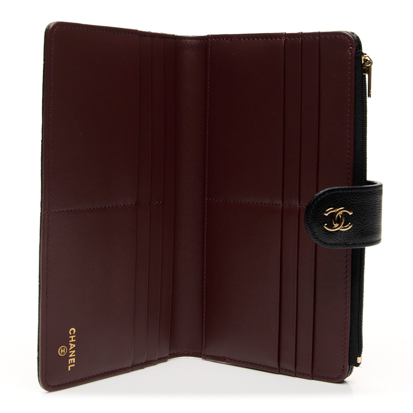 Caviar Quilted Long Zipped Wallet Black