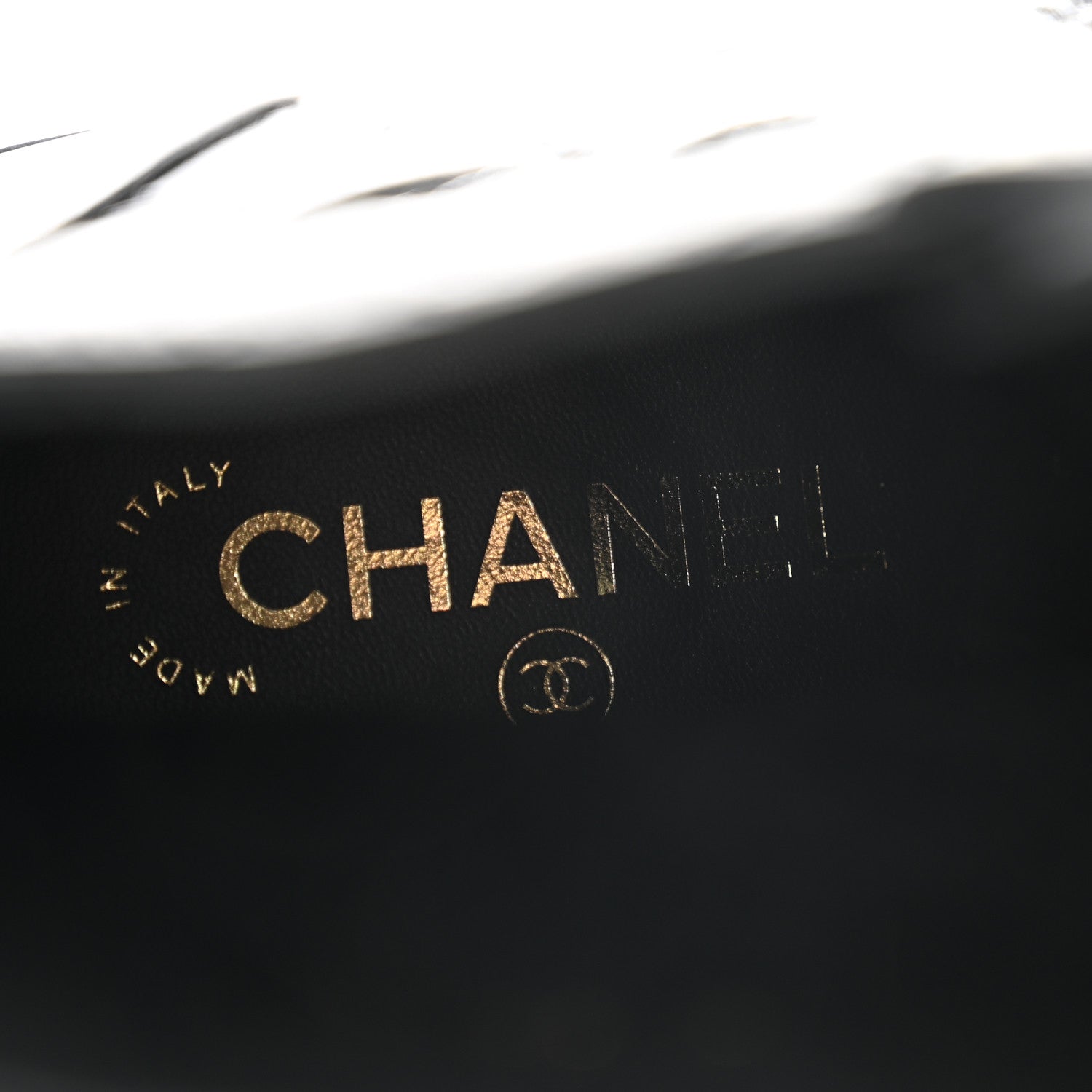 Chanel Shiny Calfskin Quilted Lace Up Combat Boots 38.5 Black 6 of 8