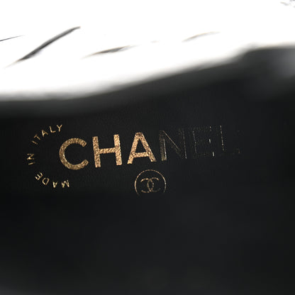 Chanel Shiny Calfskin Quilted Lace Up Combat Boots 38.5 Black 6 of 8