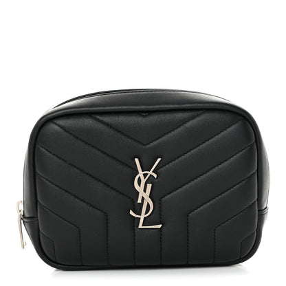 Saint Laurent Lambskin Y Quilted Monogram Loulou Cosmetic Case Black 1 of 9