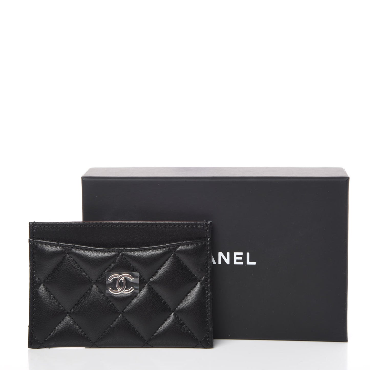 Lambskin Quilted Card Holder Black