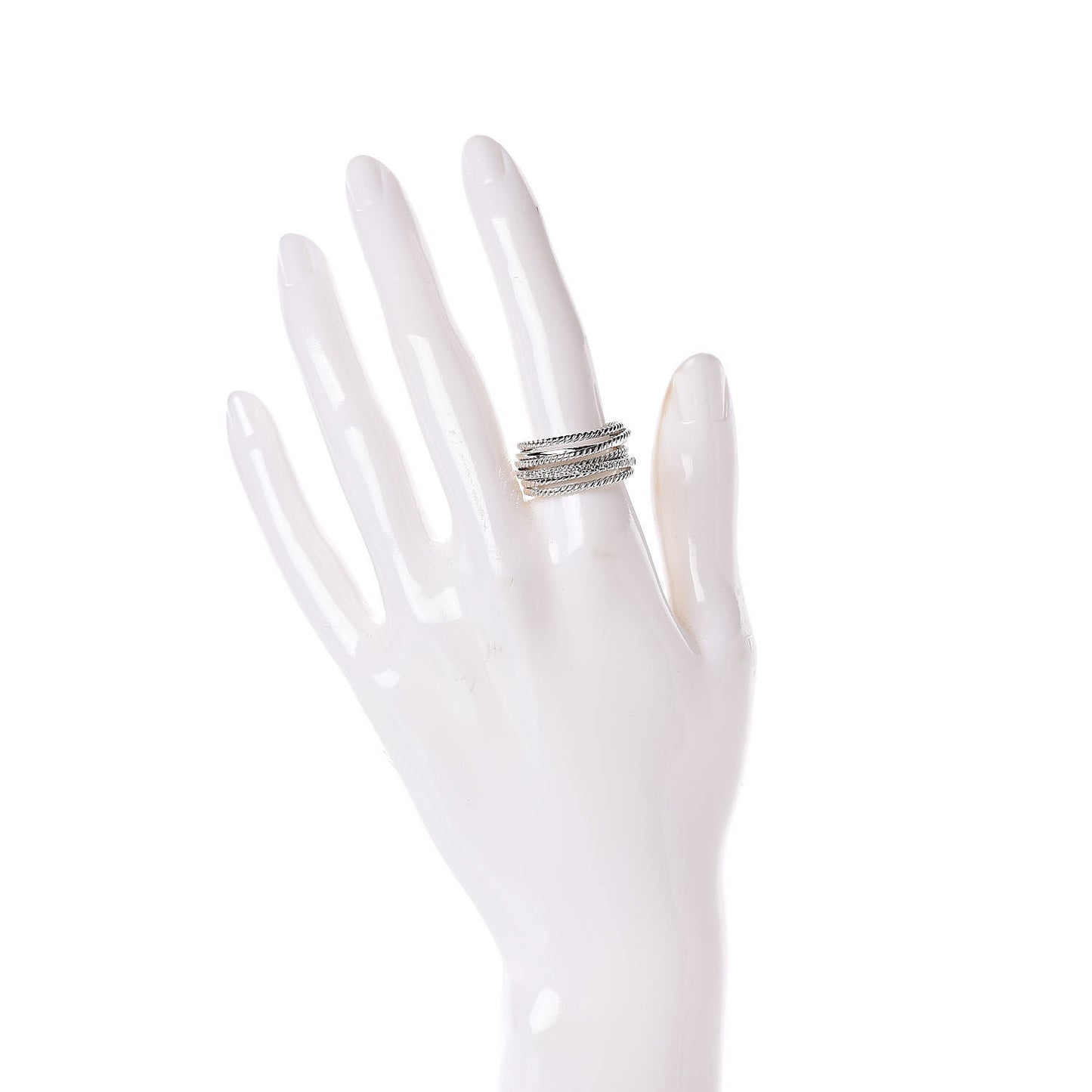 Sterling Silver Diamond 12mm Wide Crossover Cable Ring 56 7.5
