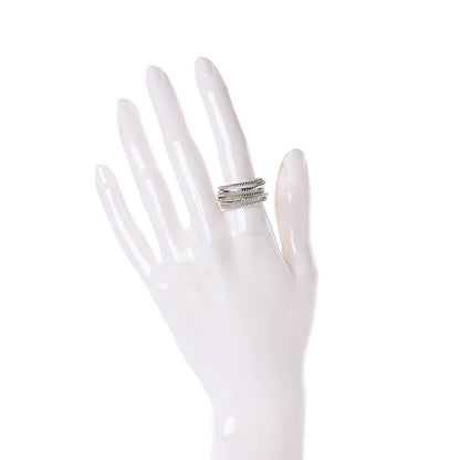 David Yurman Sterling Silver Diamond 12mm Wide Crossover Cable Ring 56 7.5 2 of 4