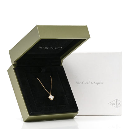 Van Cleef & Arpels 18K Yellow Gold Mother of Pearl Sweet Alhambra Pendant Necklace 6 of 6
