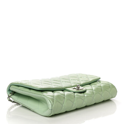 Chanel Patent Quilted Clutch With Chain Flap Light Green 4 of 14