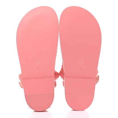 Chanel Knit Fabric Velcro Dad Sandals 38 Coral 5 of 9