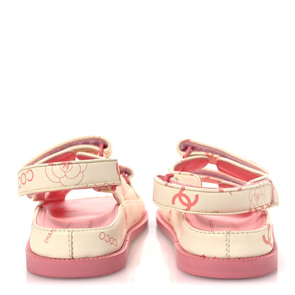 Chanel Lambskin Printed CC Velcro Dad Sandals 37 White Pink 12 of 20