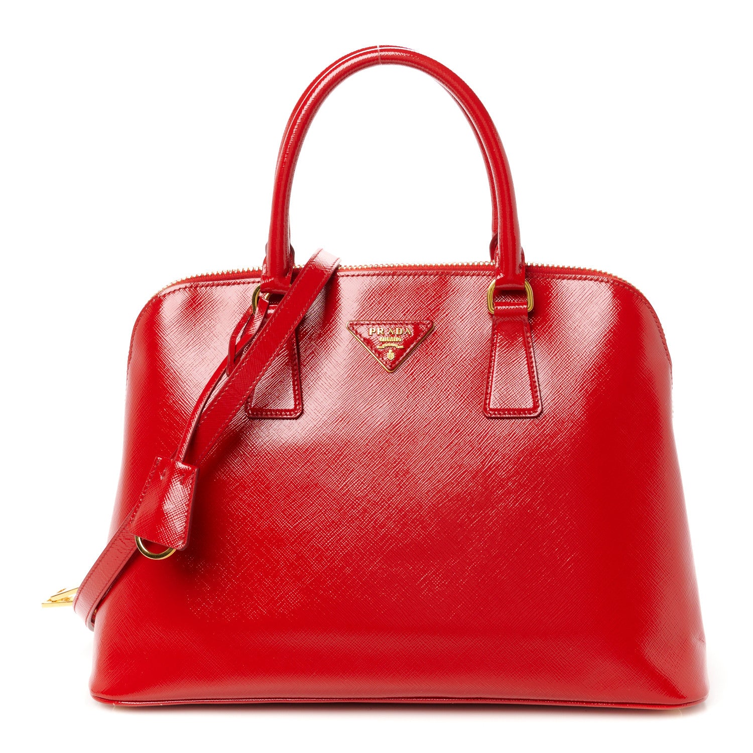 Prada Saffiano Vernice Medium Promenade Tote Rosso 1 of 12