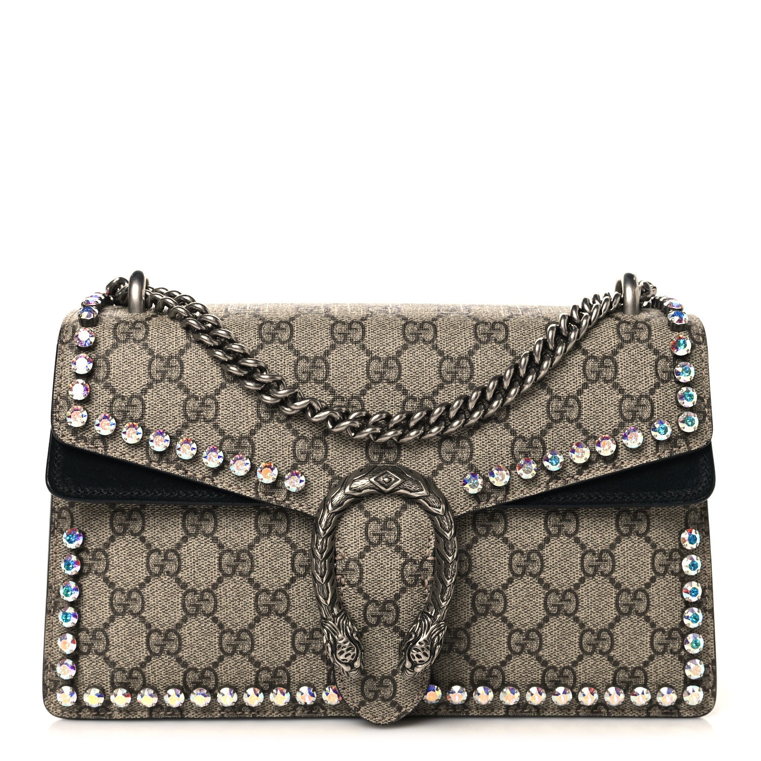 Gucci GG Supreme Monogram Crystal Small Dionysus Shoulder Bag Black 1 of 10