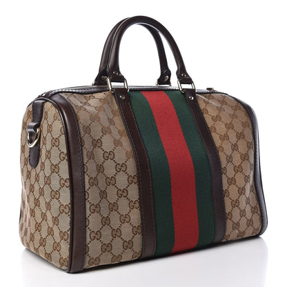Gucci Monogram Vintage Web Medium Boston Dark Brown 3 of 15