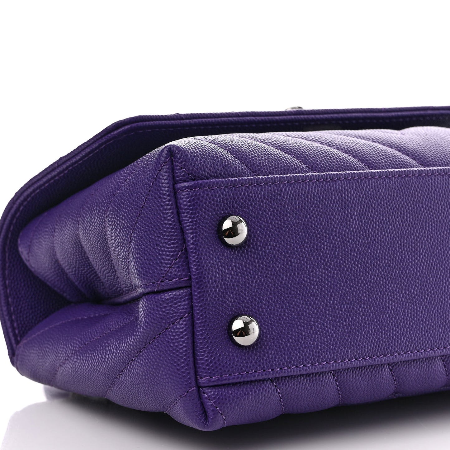 Caviar Chevron Quilted Mini Coco Handle Flap Purple