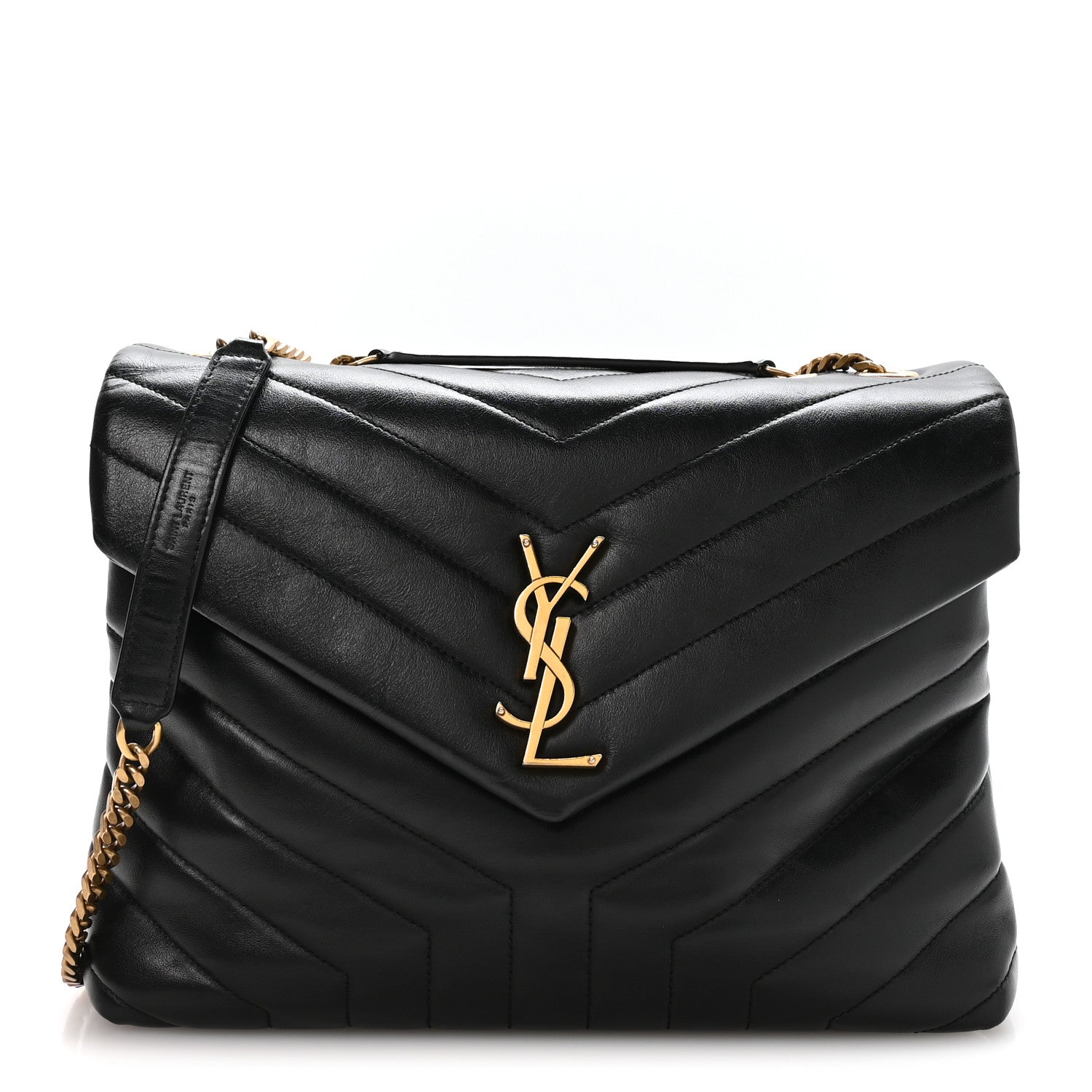 Saint Laurent Calfskin Y Quilted Monogram Medium Loulou Chain Satchel Black 1 of 10