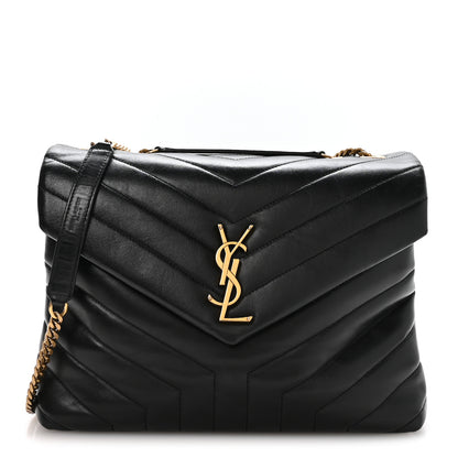 Saint Laurent Calfskin Y Quilted Monogram Medium Loulou Chain Satchel Black 1 of 10