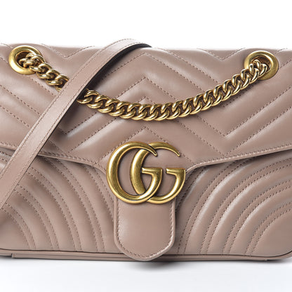 Gucci Calfskin Matelasse Small GG Marmont Shoulder Bag Porcelain Rose 9 of 11