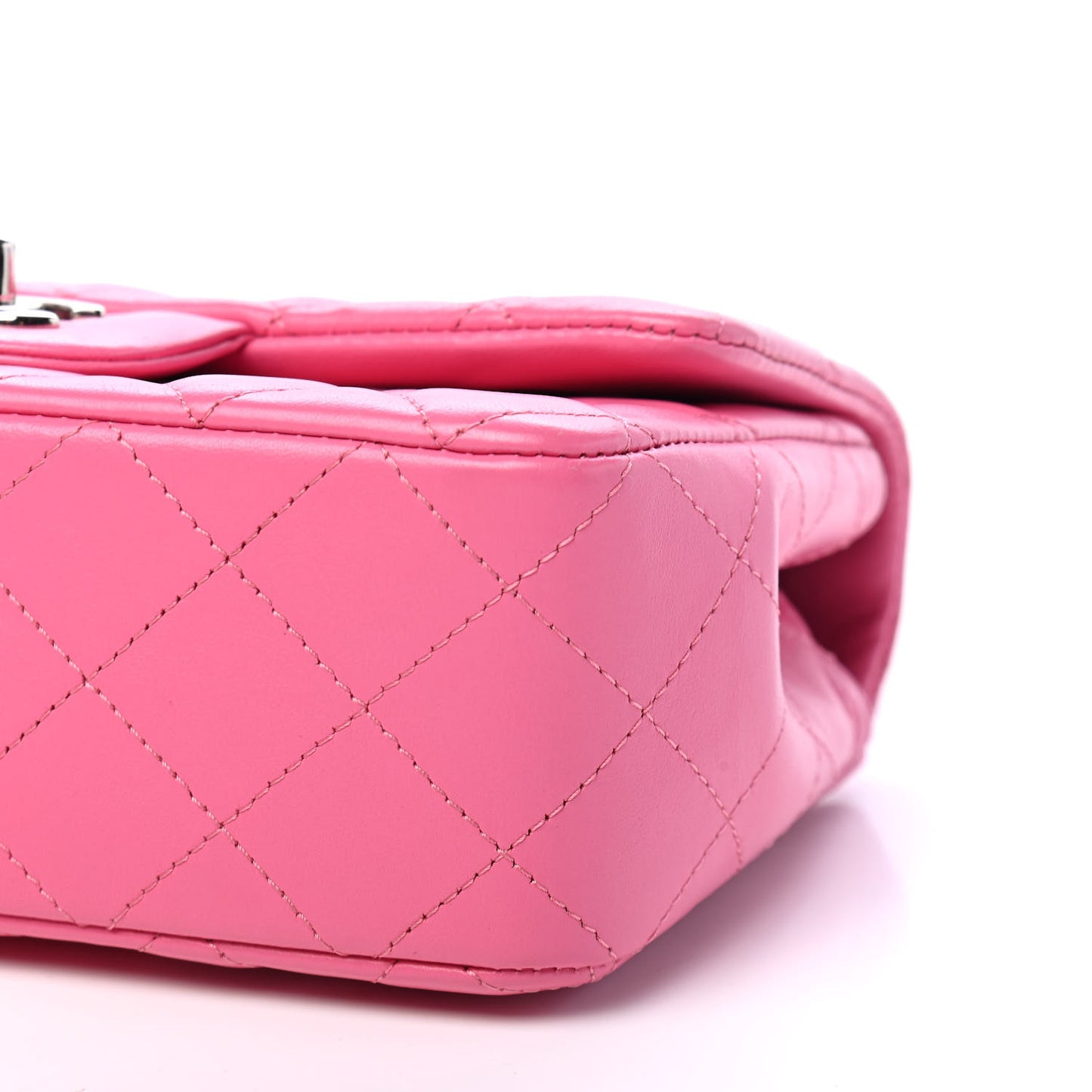 Lambskin Quilted Mini Rectangular Flap Pink
