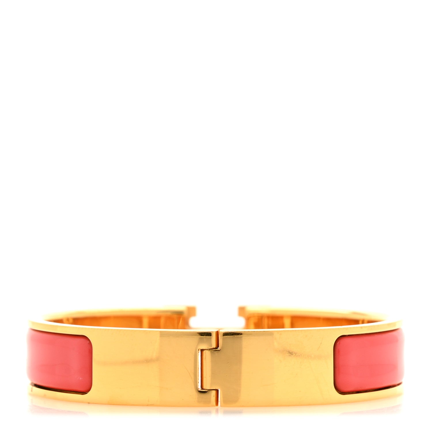 Hermes Enamel Narrow Clic Clac H Bracelet PM Rouge Corail 3 of 5